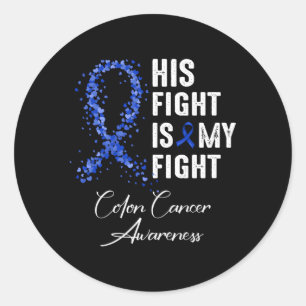 Sticker Rond Son combat est mon combat Blue Ribbon Colon Cancer