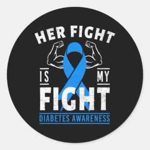 Sticker Rond Son combat est mon combat contre le diabète T1d