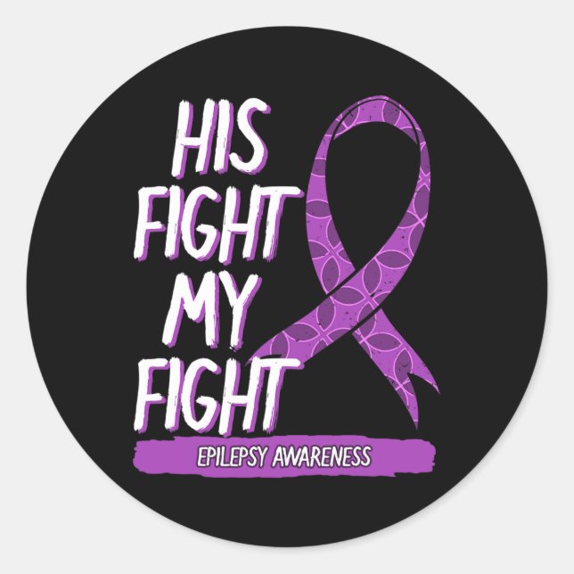 Sticker Rond Son Combat Est Mon Combat Epilepsie Seizure Purple (Devant)