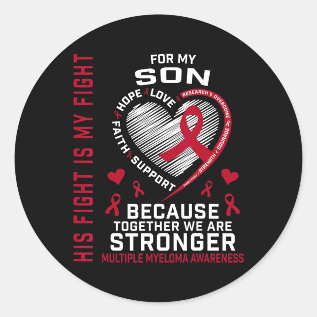 Sticker Rond Son combat est mon combat Fils Sensibilisation au  (Devant)