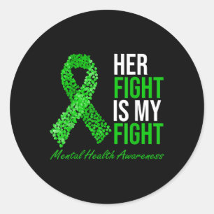 Sticker Rond Son combat est mon combat Green Ribbon santé menta