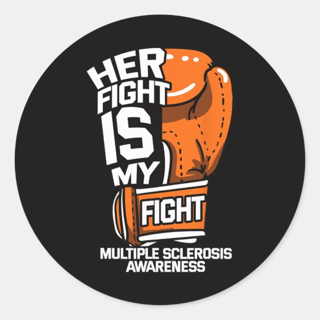 Sticker Rond Son Combat Est Mon Combat La Sclérose Multiples Or (Devant)
