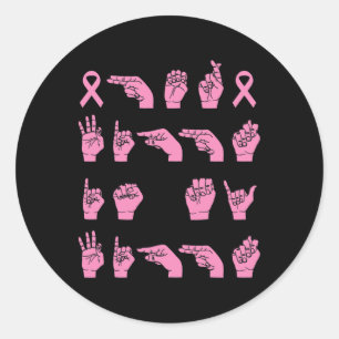 Sticker Rond Son Combat Est Mon Combat Langue Des Signes Cancer