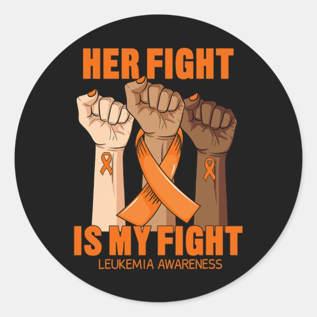 Sticker Rond Son combat est mon combat Leucémie Sensibilisation (Devant)