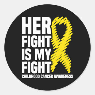 Sticker Rond Son Combat Est Mon Combat Ruban Cancer De L'Enfanc