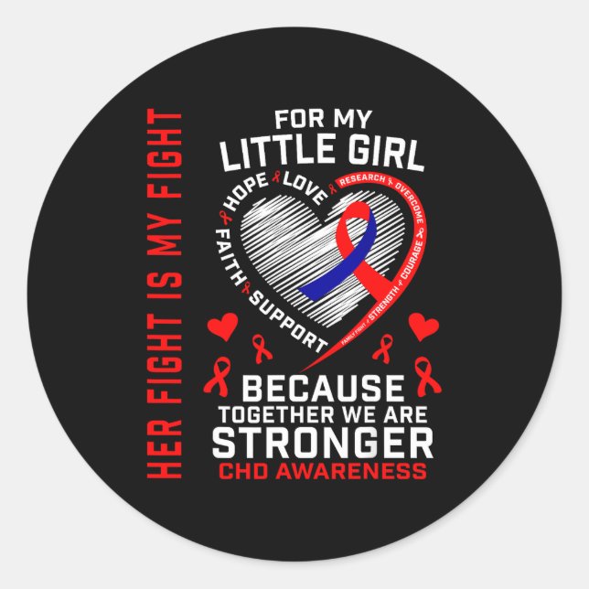 Sticker Rond Son Combat Petite Fille Chd Sensibilisation Maladi (Devant)