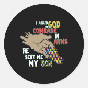 Sticker Rond Son enfant Autiste Puzzle Pièce Cool Autisme Prix