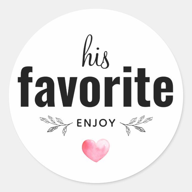 Sticker Rond Son Favori Cadeau de Mariage Personnalisé (Devant)