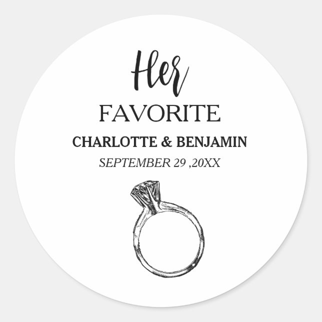 Sticker Rond  Son Favori de Cadeau de Mariage (Devant)