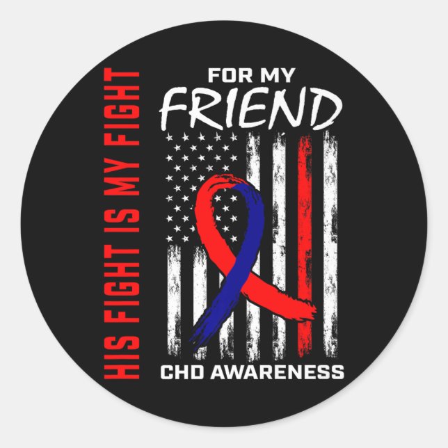 Sticker Rond Son Fight Friend Chd Awareness American Flag Graph (Devant)