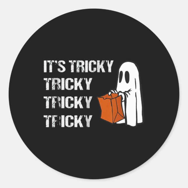 Sticker Rond Son Fou Ghost Boo Fun Halloween Mens (Devant)
