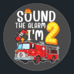 Sticker Rond Son L'alarme Je suis 2 pompier Moteur d'incendie<br><div class="desc">Son L'alarme I'm 2 Fire Engine Firefighter 2e Anniversaire Design Cadeau Classic Round Sticker Classic Collection.</div>
