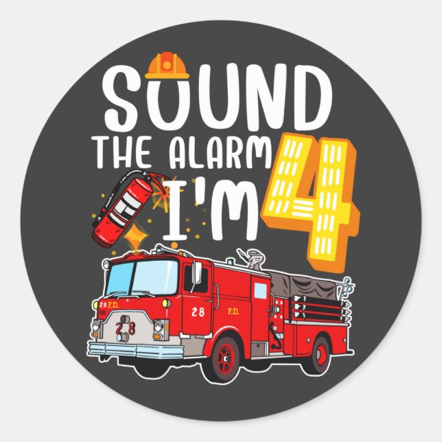 Sticker Rond Son L'alarme Je suis 4 pompier Moteur d'incendie (Devant)