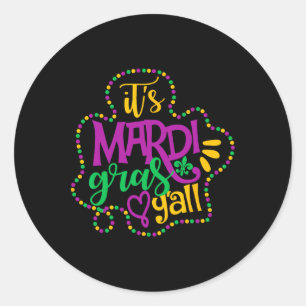 Sticker Rond Son Mardi Gras Yall Funny Mardi Gras Party Mask Co