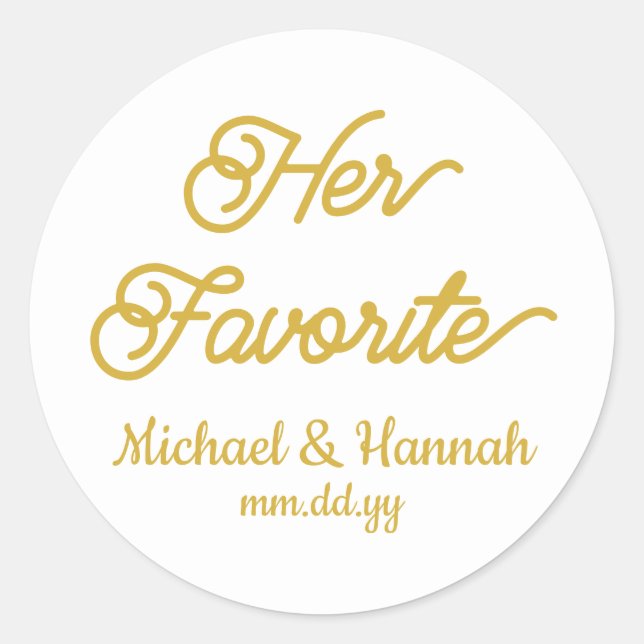 Sticker Rond Son Mariage favori Favor Candy pour aller traiter (Devant)