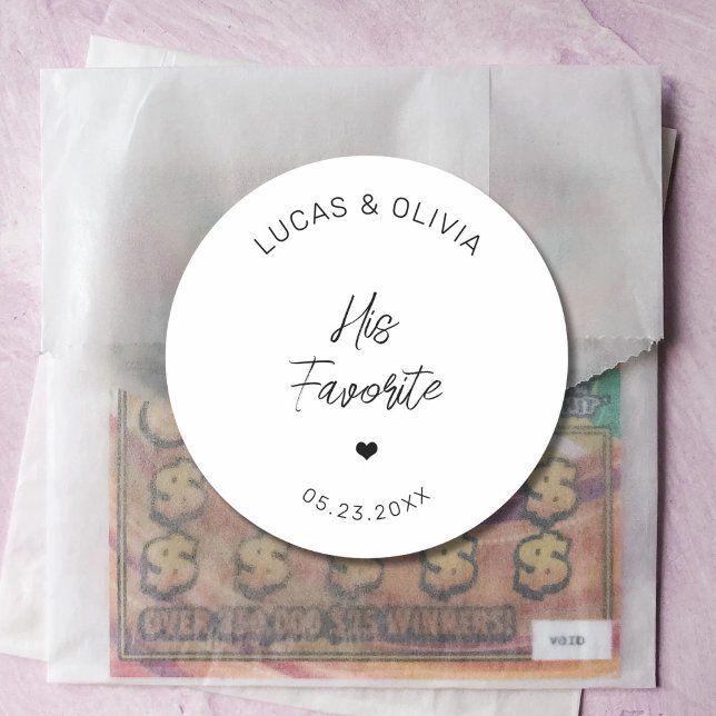 Sticker Rond Son Mariage Moderne Préféré Bonbon Favoriser (Créateur téléchargé)