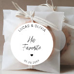 Sticker Rond Son Mariage Moderne Préféré Bonbon Favoriser<br><div class="desc">Son Sticker Mariage Moderne Favori Favor Classic Round Sticker</div>