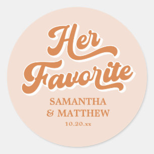 Sticker Rond Son mariage rétro vintage orange bohème préféré de