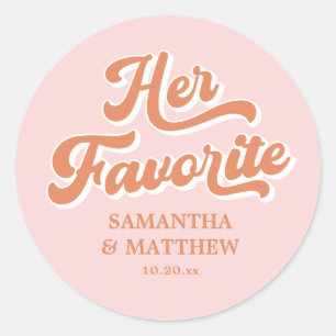 Sticker Rond Son mariage vintage rétro des années 70 rose orang