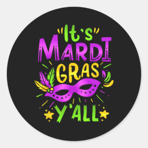 Sticker Rond Son Masque Mardi Gras Yall Mardi Gras Party