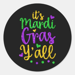 Sticker Rond Son Masque Mardi Gras Yall Mardi Gras Party