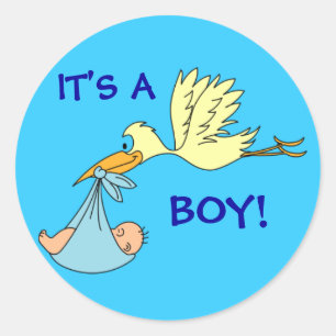 Sticker Rond SON mignon un bleu nouveau-né de cigogne de béb