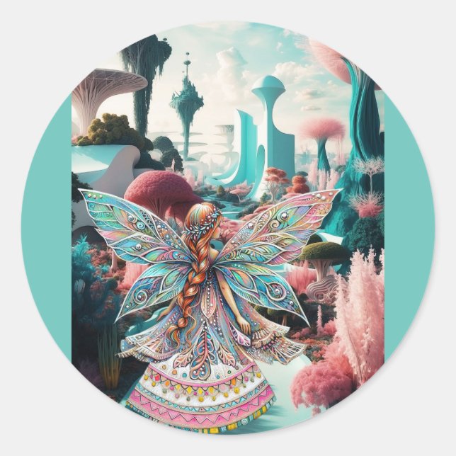 Sticker Rond Son Monde De Merveilleuse Magique (Devant)