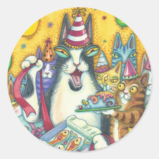 Sticker Rond Son N'Fitz Chats BÂTISSEURS D'ANNIVERSAIRE (Devant)
