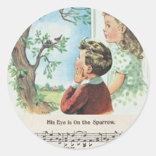 Sticker Rond Son Oeil Est Sur L'Autocollant Sparrow