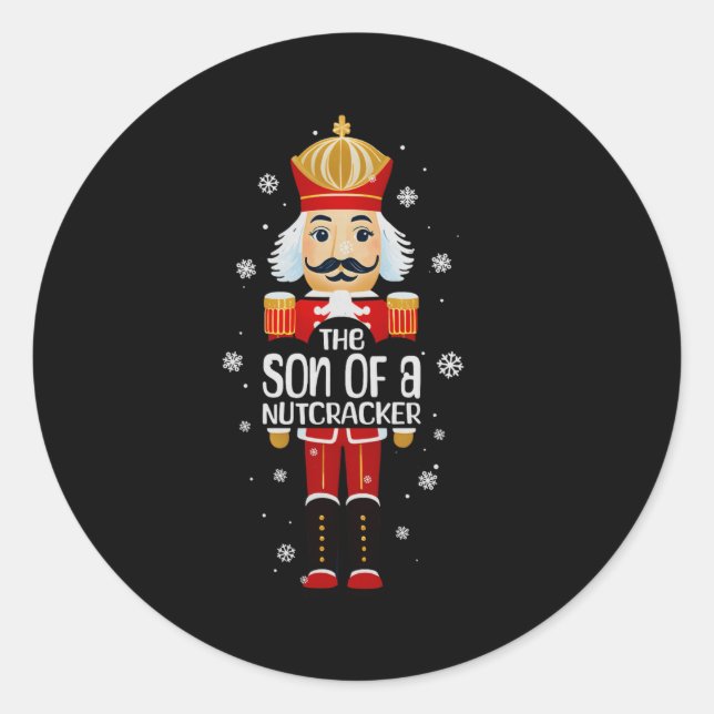 Sticker Rond Son Of A Nutcracker Funny Christmas Family Matchin (Devant)