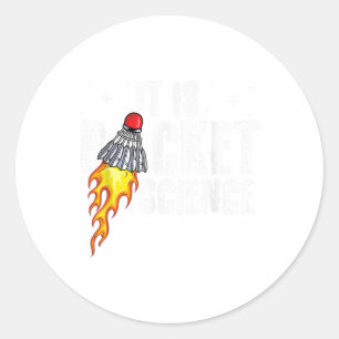 Sticker Rond Son Racket Science Graphisme Badminton Player Shut
