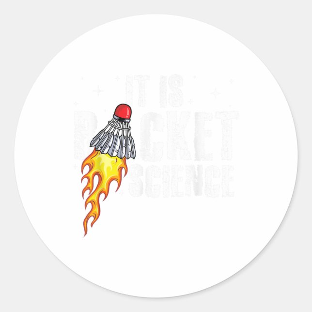 Sticker Rond Son Racket Science Graphisme Badminton Player Shut (Devant)