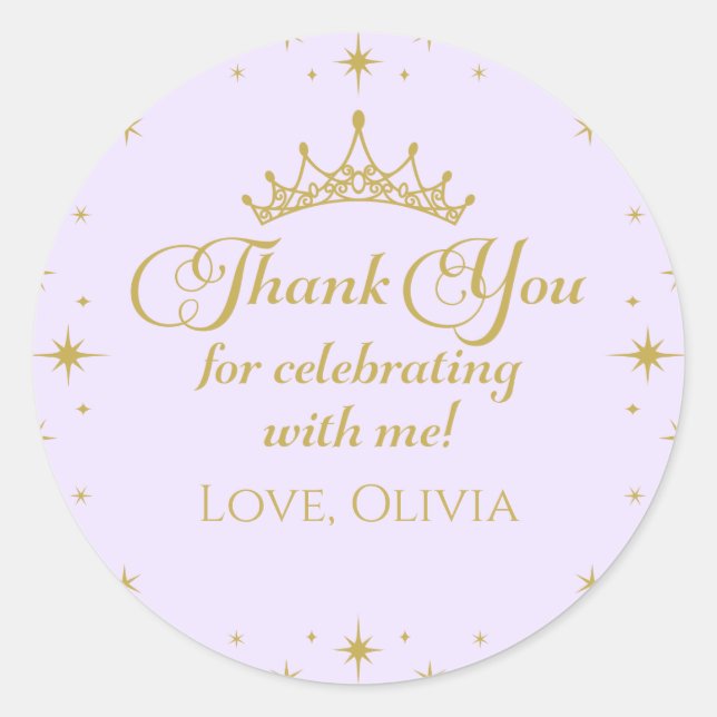 Sticker Rond Son Royal Fiveness Princesse Or 5 ans (Devant)
