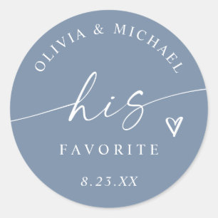 Sticker Rond Son sac de traitement de mariage poussiéreux bleu 