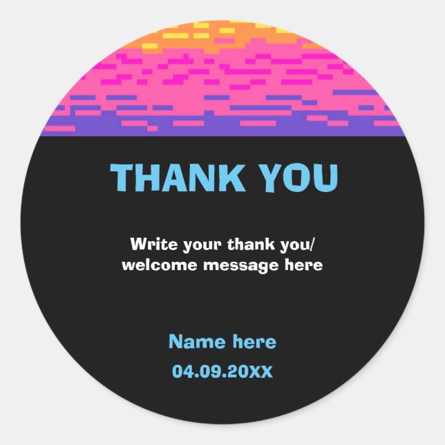 Sticker Rond Son Temps De Jeu Enfants Pixeleleled Jeu Anniversa (Devant)