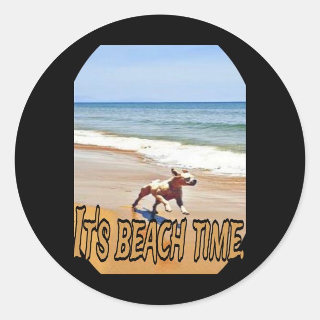 Sticker Rond Son temps de plage (Devant)