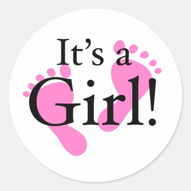 Sticker Rond Son une fille - bébé, nouveau-né, baby shower (Devant)