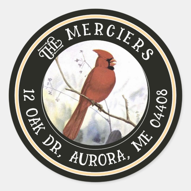 Sticker Rond Songbird Metallic Gold Black Adresse de retour (Devant)