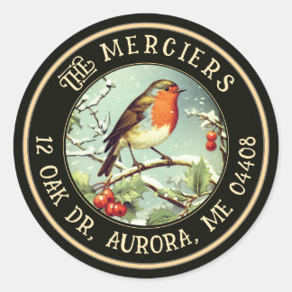 Sticker Rond Songbird Metallic Gold Black Adresse de retour