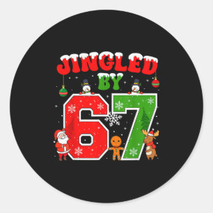 Sticker Rond Sonné par 67 Mème drôle Six Sept Noël 6 7 
