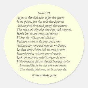 Sticker Rond Sonnet # 11 par William Shakespeare