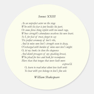 Sticker Rond Sonnet # 23 par William Shakespeare