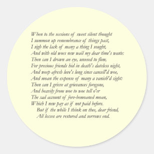 Sticker Rond Sonnet # 30 par William Shakespeare