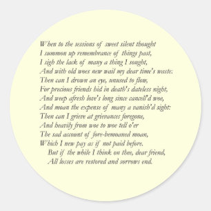 Sticker Rond Sonnet # 30 par William Shakespeare