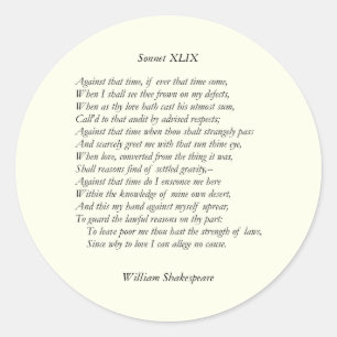 Sticker Rond Sonnet # 49 par William Shakespeare