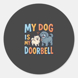 Sticker Rond Sonnette Drôle pour Amoureux de Chiens