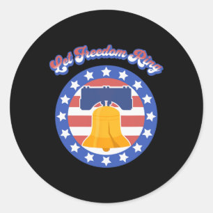 Sticker Rond Sonnez la liberté le 4 juillet en disant Lib drape