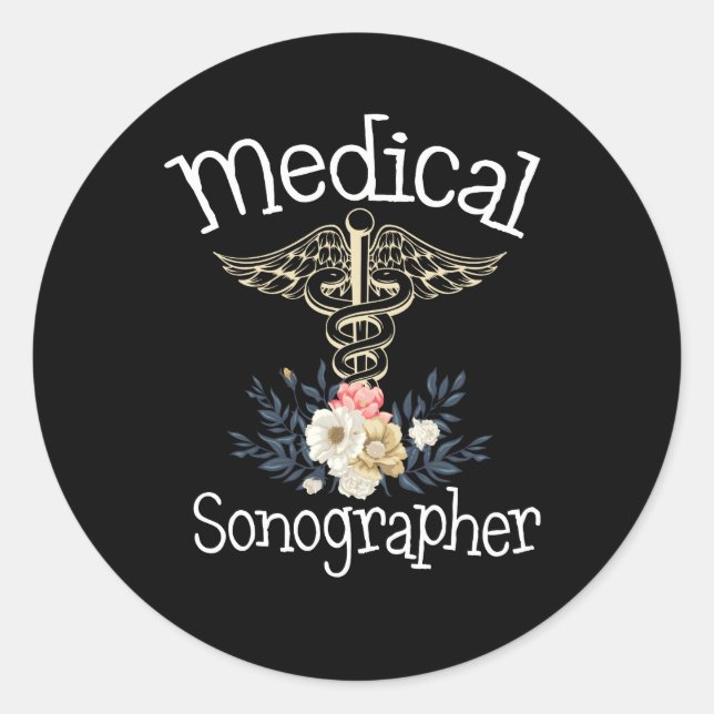 Sticker Rond Sonographe Médicale mignon Sonographie Cadeau (Devant)