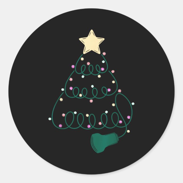 Sticker Rond Sonographer Christmas Tree Ultrasound Mfm Sonograp (Devant)