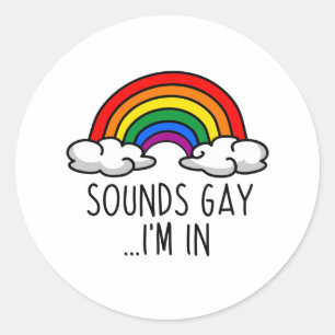 Sticker Rond SONS GAY I'M IN - Joli arc en ciel